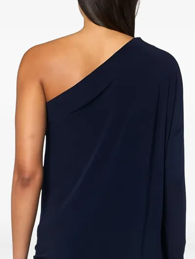 Norma Kamali One-shoulder Tie-waist Maxi Dress In Blue