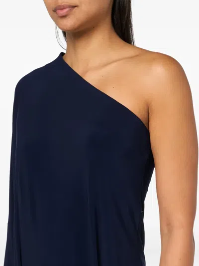 Norma Kamali One-shoulder Tie-waist Maxi Dress In Blue