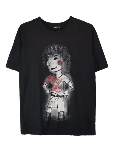Chito Punkii Graphic-print Cotton T-shirt In Black