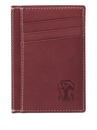 Brunello Cucinelli Debossed-logo Cardholder In Burgundy