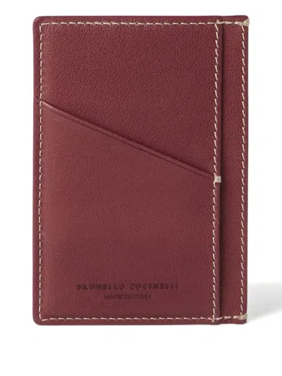 Brunello Cucinelli Debossed-logo Cardholder In Burgundy