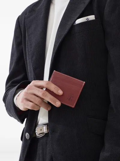 Brunello Cucinelli Debossed-logo Cardholder In Burgundy