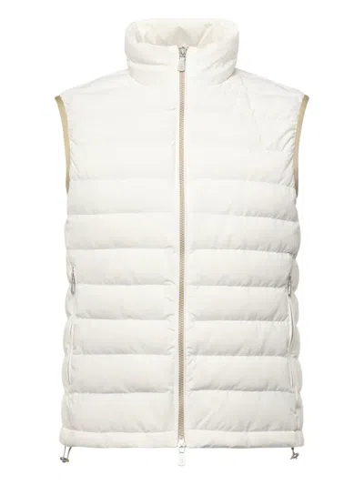 Eleventy Padded Vest With Quilted Texture And Zip In White