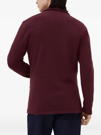 Brunello Cucinelli Double-breasted Knitted Blazer In Burgundy