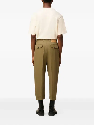 Ami Alexandre Mattiussi Green Cotton Carrot Oversized Trousers Green In Brown