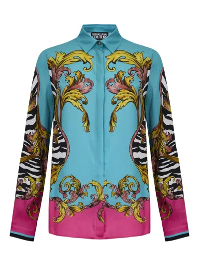 Versace Jeans Couture Baroque-print Button-up Shirt In Multi