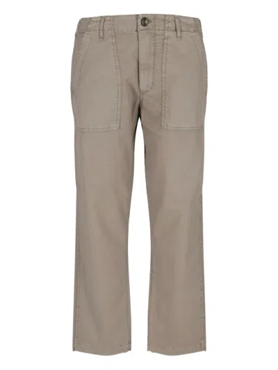 Cruna Beige Straight-leg Trousers With Button Closure