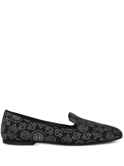 10 Corso Como Embroidered-symbols Loafers In Black
