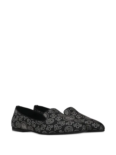 10 Corso Como Embroidered-symbols Loafers In Black