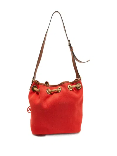 Pre-owned Michael Kors Vintage  Drawstring Tassel-detail Shoulder Bag In Orange