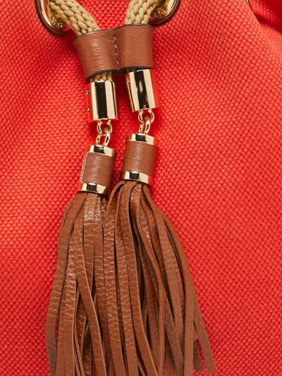 Pre-owned Michael Kors Vintage  Drawstring Tassel-detail Shoulder Bag In Orange