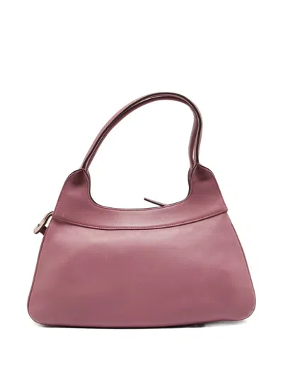 Pre-owned Ferragamo Leather-suede Gancini-pocket Shoulder Bag In Pink