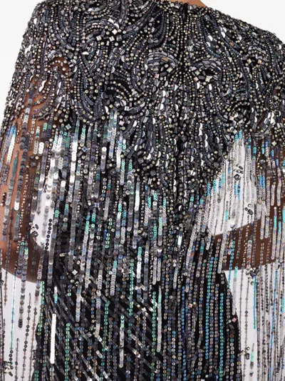 Jenny Packham Sequin-embellished Cape Maxi Dress