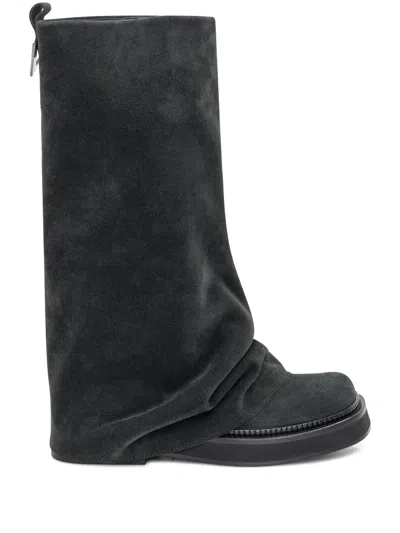 Attico Slouch Suede Knee-high Boots In Gray
