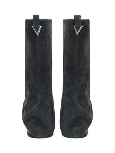 Attico Slouch Suede Knee-high Boots In Gray