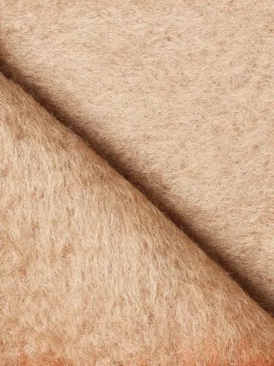 Loewe Fringed Leather-patch Scarf In Neutral