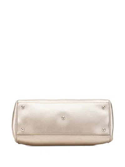 Pre-owned Gucci 2016-2025 Medium Calfskin Bamboo Shopper Satchel In Gold
