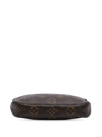 Pre-owned Louis Vuitton 2003 Monogram Mini Pochette Accessoires Handbag In Brown