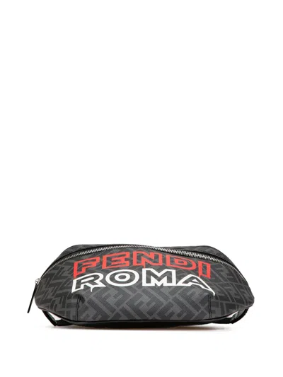 Pre-owned Fendi 2010-2025 Zucca Coated Canvas Logo Belt Bag