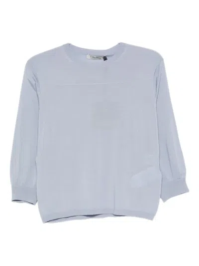 S Max Mara Round-neck Wool Top In Blue