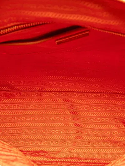 Pre-owned Prada 2013-2025 Saffiano Trimmed Tessuto Satchel In Orange