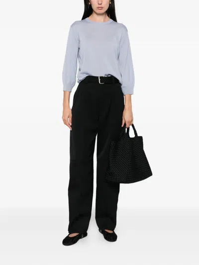 S Max Mara Round-neck Wool Top In Blue