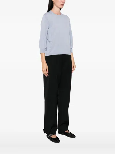 S Max Mara Round-neck Wool Top In Blue