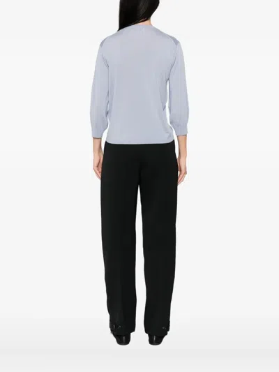 S Max Mara Round-neck Wool Top In Blue