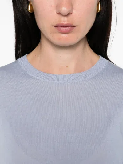 S Max Mara Round-neck Wool Top In Blue