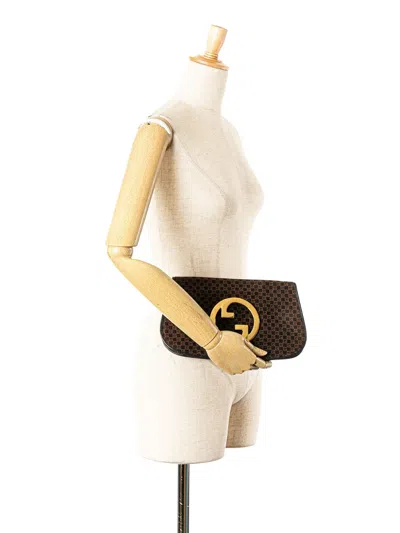 Pre-owned Gucci 20th Century Square G Suede Blondie Clutch Bag