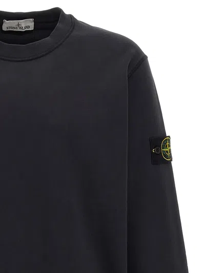 Stone Island Vanisé Brushed Heavy Cotton Sweatshirt In Black