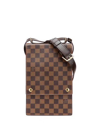 Pre-owned Louis Vuitton 2001 Damier Ebene Portobello Crossbody Bag In Brown