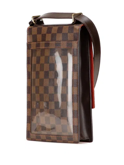 Pre-owned Louis Vuitton 2001 Damier Ebene Portobello Crossbody Bag In Brown