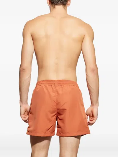 Paul Smith Rust Orange Zebra Logo Swim Shorts In Orange