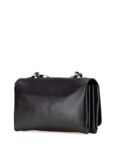 Pre-owned Valentino Garavani 2000-2017 Nappa Rockstud Va Va Voom Clutch On Chain Crossbody Bag In Black