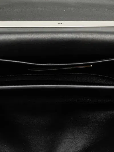 Pre-owned Valentino Garavani 2000-2017 Nappa Rockstud Va Va Voom Clutch On Chain Crossbody Bag In Black