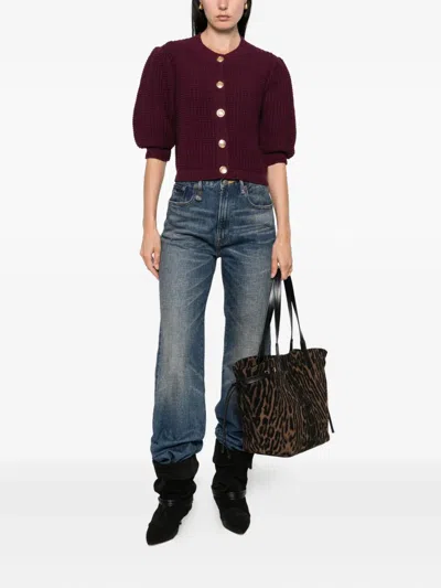 Ba&sh Garance Puff-sleeve Cardigan In Red
