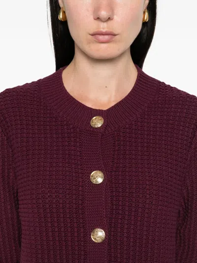 Ba&sh Garance Puff-sleeve Cardigan In Red