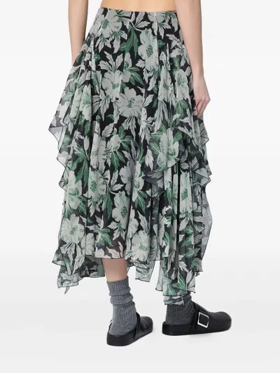 Loewe Floral-print Ruffled Skirt