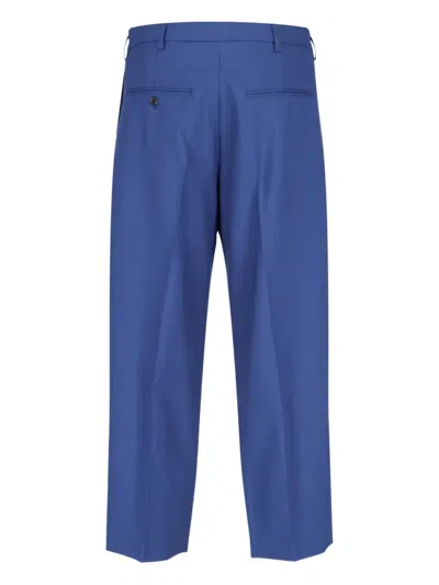 Marni Straight Trousers With Back Pocket And Belt Loops In Blue