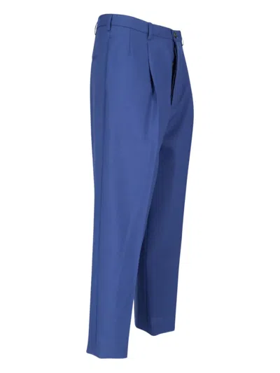 Marni Straight Trousers With Back Pocket And Belt Loops In Blue