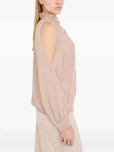 Liu •jo Georgette Blouse In Neutral