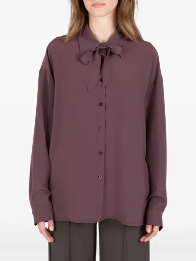 Société Anonyme Bow-tie Neck Long-sleeve Shirt In Purple
