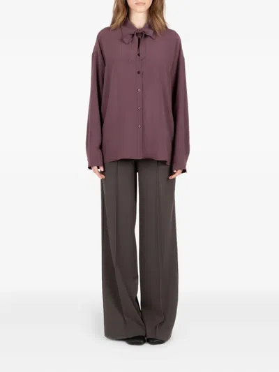 Société Anonyme Bow-tie Neck Long-sleeve Shirt In Purple