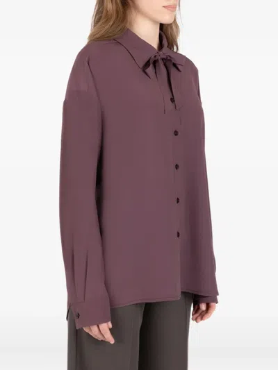Société Anonyme Bow-tie Neck Long-sleeve Shirt In Purple