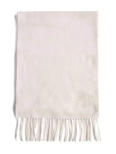 Max Mara Embroidered-logo Fringe Scarf In Pink