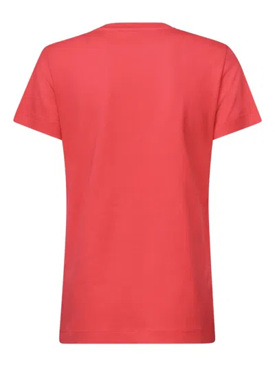 Pinko Logo Embroidered Plain Design T-shirt In Red