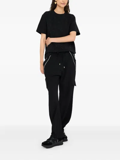 Liu •jo T-shirt With Rhinestones In Black