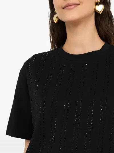 Liu •jo T-shirt With Rhinestones In Black