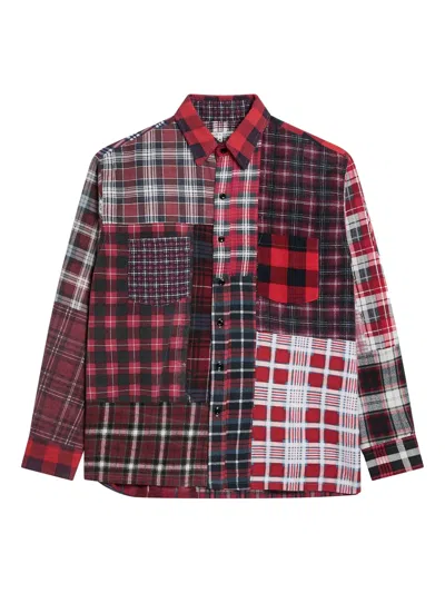 Needles Red Check Pattern Patchwork Shirt